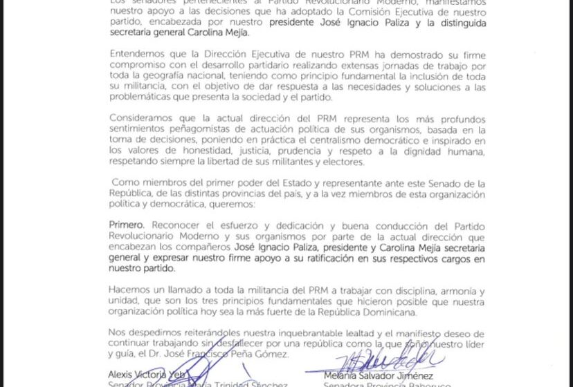  Grupos Senadores Apoyan Reelección Carolina, José Ignacio Dirección Nacional PRM